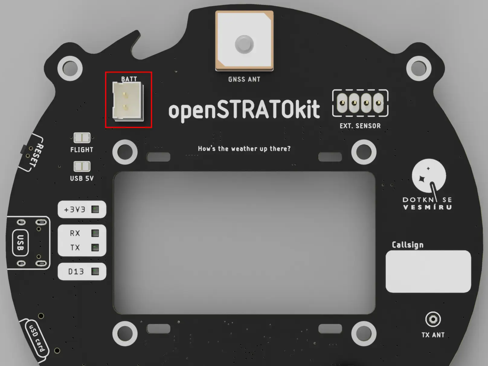 Tracker s připojenou baterií