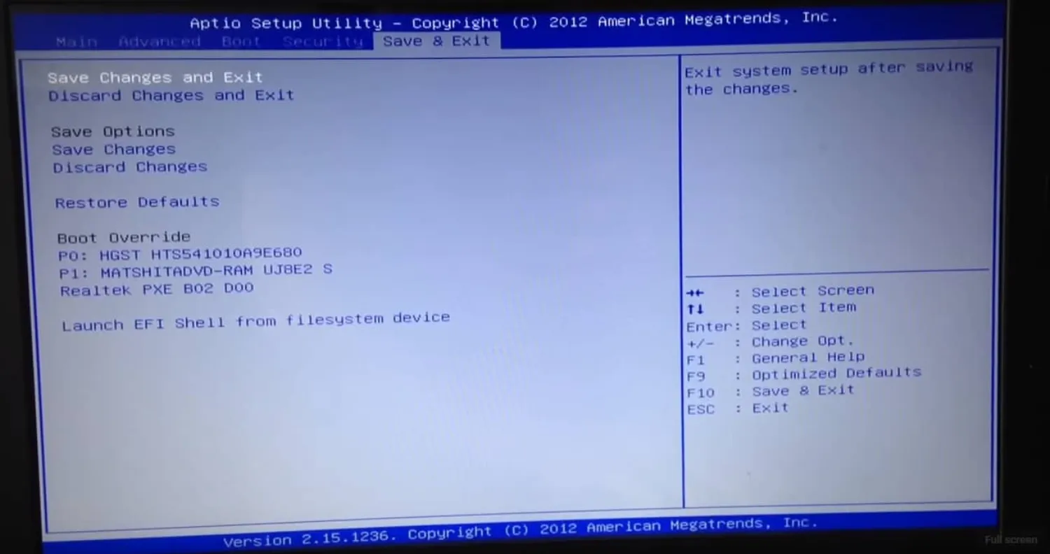 BIOS textové rozhraní